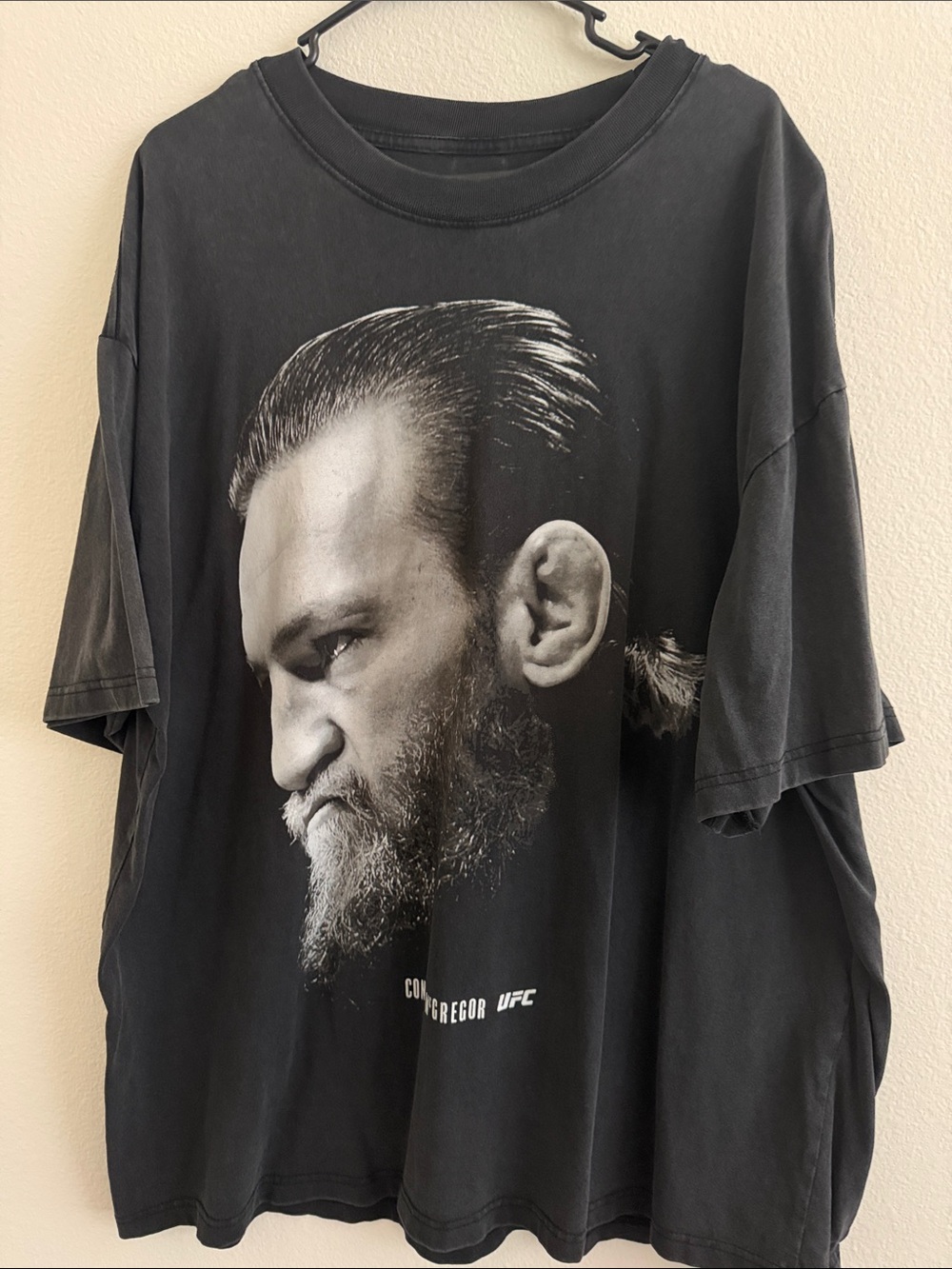 UFC Black Short Sleeve Men’s Graphic Tee with Monochrome Profile